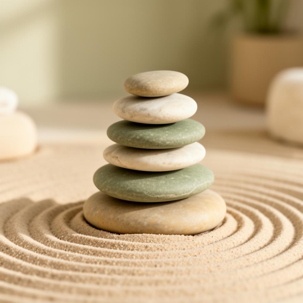 Smooth wellness stones in a calming zen arrangement